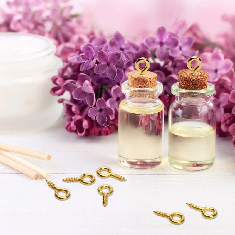 Coolrunner 600pcs Small Screw Eye Pins, 10mm x 4.5mm Eye pins Hooks, Eyelets Screw Threaded Silver Clasps Hooks Eye Screws for Arts DIY Making (Gold+Sliver) - Image 5